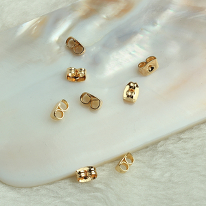 14k包金蝴蝶形耳塞手工diy饰品配件金色针式耳堵耳背耳靠配饰材料