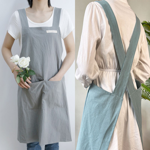 围裙日韩式复古时尚男女工作服2023新款纯棉厨房家用定制logo印字