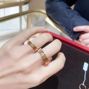 cartier卡地亚 经典款love戒指18k玫瑰金宽版 窄版情侣对戒婚戒