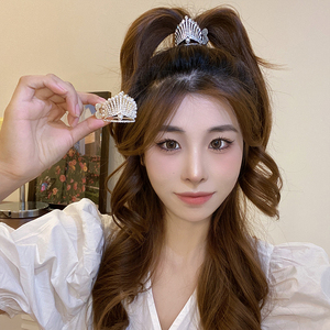 金属高马尾爪夹固定神器发夹女珍珠皇冠抓夹夏季鲨鱼夹子头饰发卡
