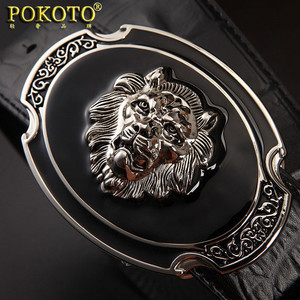 狮子头皮带男个性潮韩版发型师鳄鱼纹头层牛皮腰带真皮青年裤带