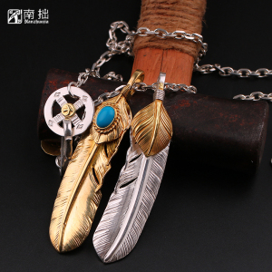 南拙手工银饰goros高桥吾郎goros羽毛项链男女潮松石925纯银日式