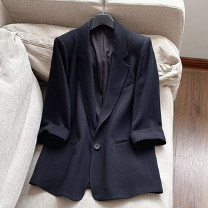 醋酸 新款 时装版直角肩 简约七分袖短款西装外套西服H15BW206