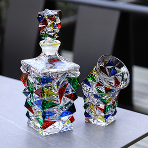 手工彩绘水晶玻璃杯香槟红酒杯水杯透明威士忌洋酒杯个性创意水杯