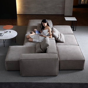 双面沙发客厅背靠背两面双向方块诧寂风磨砂科技布模块豆腐块沙发