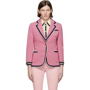 美国代购19春夏 gucci cady 粉色 条纹女士 西装外套