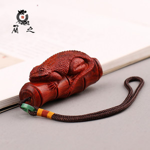 印度小叶紫檀木雕招财辟邪手把件 文玩把玩物件蜥蜴手玩把件男士