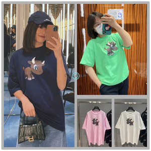 法国正品代购balenciaga/巴黎世家限定款小牛logo印花短袖t恤男女