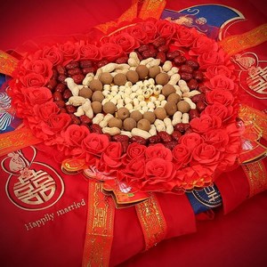 结婚用品早生贵子婚床摆件布置婚房装饰压床喜字枣生桂子模具婚庆
