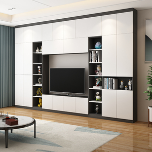 北欧轻奢客厅一体组合电视柜现代简约背景墙高柜储物柜电视机柜子