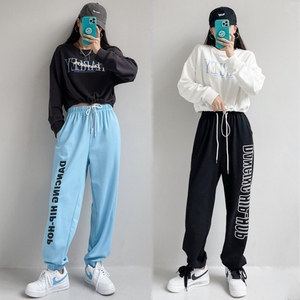 韩版宽松jazz爵士舞蹈服现代街舞衣服女嘻哈性感露脐跳舞上衣女秋