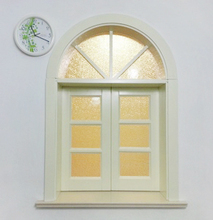 手工定做地中海实木拱形窗户欧式田园百叶装饰窗半圆木窗子玻璃窗