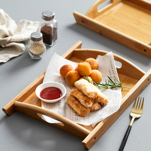 长方形竹盘点心零食面包木质托盘茶盘餐厅汉堡薯条炸鸡商用竹托盘