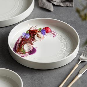 西餐盘浅平盘家用北欧轻奢白色陶瓷菜盘子高级感日式餐具牛排餐盘