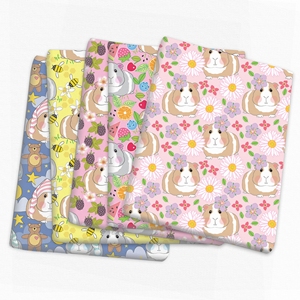 可爱豚鼠仓鼠动物印花薄款涤纶棉布面料布料手工DIY拼布包包夏季