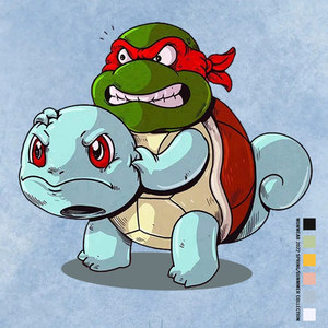 忍者神龟杰尼龟宠物小精灵联名夏纯棉短袖男女t恤休闲上衣服潮ne