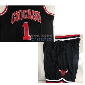全刺绣罗斯1号球衣黑公牛圣帕环保周情侣一套装球员版rose篮球服