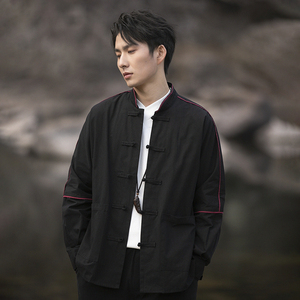 独楼春秋新中式中山装中国风盘扣撞色年轻人唐装男士上衣夹克外套
