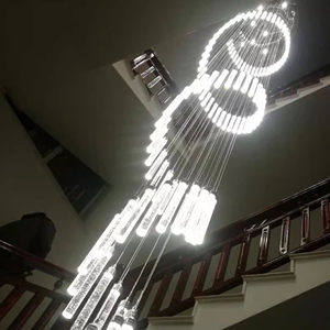 楼梯吊灯水晶吊灯别墅复式楼旋转客厅中空大吊灯楼梯间超长吊灯