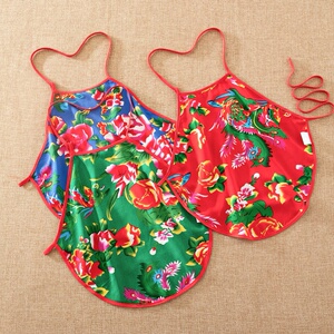 东北大花布肚兜夏季 民族风搞笑演出服装 绵绸吊带护胃内衣服