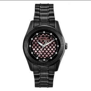 哈雷戴维森harley davidson  78l112女式石英手表黑玫瑰金bulova