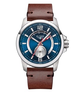 爱丽舍elysee 80573蓝飞行员自动机芯皮革石英计时码运动男士手表