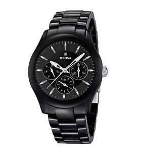 费斯蒂纳飞士天festina f16639/2黑陶瓷石英不锈钢女表手表腕表