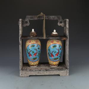大清乾隆珐琅彩掐丝花鸟鱼藻将军罐酒瓶 官窑回流瓷器老瓷器