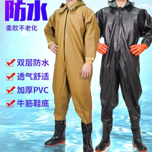 雨裤雨鞋一体男超强防水连体雨衣套装连鞋连脚加肥加大下水裤全身