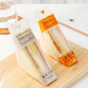 易撕三明治包装袋透明一次性三角小口袋新款装三明治的袋子包装纸