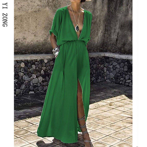 性感长裙显瘦绿色