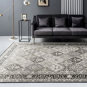 土耳其地毯客厅卧室茶几垫美式复古波西米亚摩洛哥风黑灰色大面积
