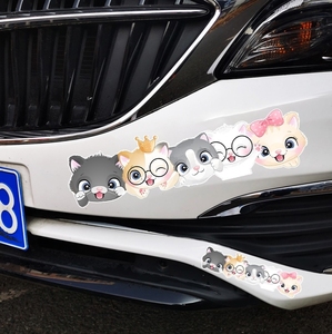 汽车装饰遮纸车外贴意个车创贴部性可爱猫图案尾遮挡划痕咪刮痕盖
