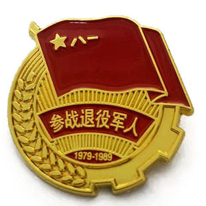 退役纪念退伍老兵标志文化用品八一聚会战友礼品礼物党徽胸针参战