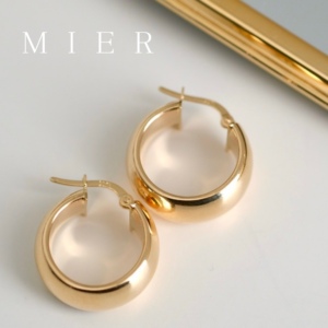 【蜜尔设计师珠宝】意大利进口光面金耳圈耳环女首饰男设计饰品