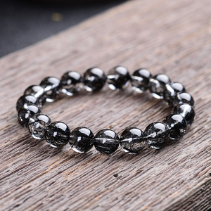 纯天然巴西黑发晶单圈手串多圈水晶手链情侣民族风108颗佛珠手饰