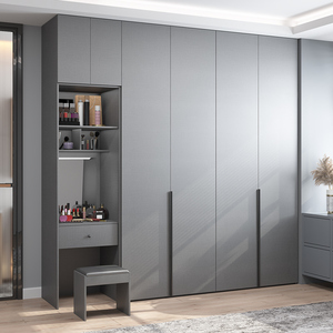 轻奢风整体储物柜家用卧室组装衣柜化妆桌一体到顶极简奢华大衣橱