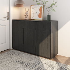 意式极简黑色烤漆鞋柜实木极简家用收纳男大码鞋柜大小户型玄关柜