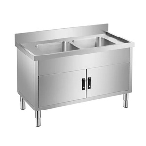 厂家定制厨房设备不锈钢双星盆工作台洗手洗碗洗菜双通水槽工作台