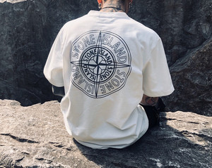 潮牌Stone Island 石头岛背后罗盘大徽标印花短袖男女休闲百搭T恤