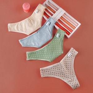 婴儿棉女士丁字裤性感纯色透气低腰内裤女纯棉档运动风日系t裤女