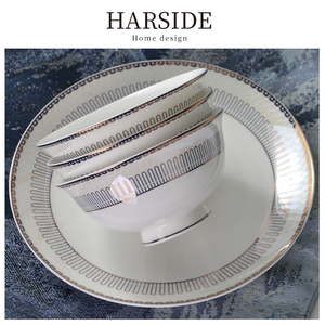 HARSIDE 高级感陶瓷餐具饭碗盘子乔迁礼家用唐山骨瓷碗碟套装