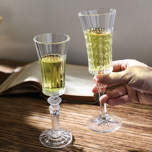 家用高脚杯红酒杯结婚对杯法式水晶玻璃香槟杯子小高颜值可爱ins