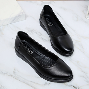 空姐平底鞋软底真皮