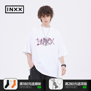 inxx street23夏新品商场同款涅槃重生系列短袖T恤男女情侣款白色