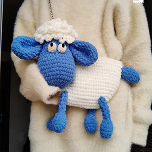 肖恩小羊单肩斜挎包diy材料包毛线钩织手工编织自制可爱卡通包包