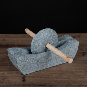 宋代点茶器茶磨天然青石茶碾子家用老式研磨器仿古药碾子抹茶茶磨