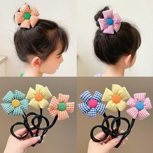 儿童花朵盘发器女童懒人盘发杆发饰小女孩丸子头盘发神器发箍头饰