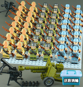 乐高军事二战积木士兵人八路军德军国军人仔玩具男孩拼装模型