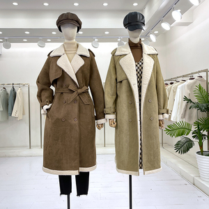 弥香2021年韩版冬季羊羔毛风衣大衣女加绒内里外套中长款毛领外衣